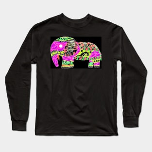 elephant in bright colors in tribal art ecopop pattern Long Sleeve T-Shirt